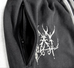Black hoodie with white antler design on a white background