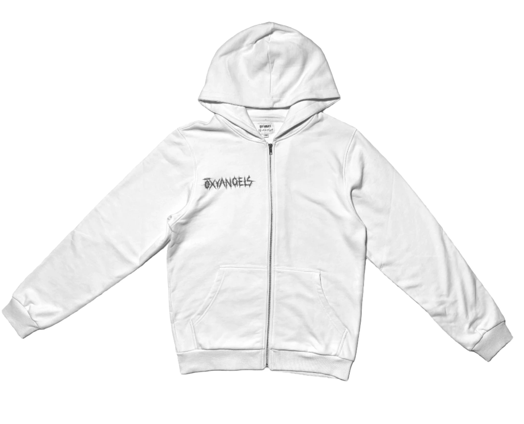 White Fallen Angel Zip Hoodie – Oxy Angels White Fallen Angel Zip Hoodie – Oxy Angels
