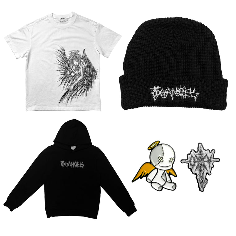 Fallen Angel COMPLETE BUNDLE: Hoodie, Tee, Beanie, & Pin Set