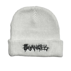 White Oxy Angels Embroidered Beanie in 100% Organic Cotton